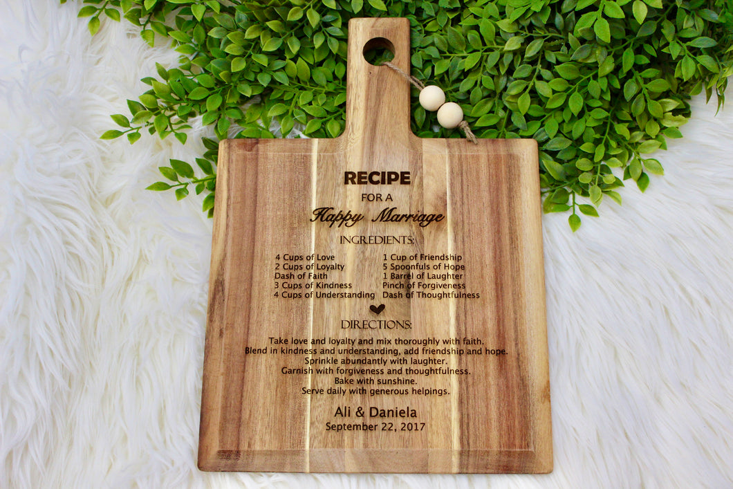 Recipe For a Happy Marriage Cutting Board